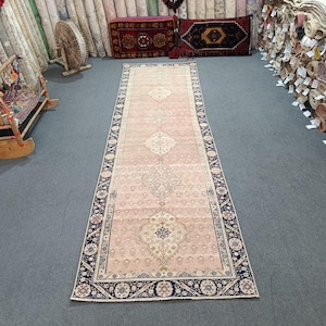 3x11 Turkish Vintage Rug Runner Decorative Runner Rug Handmade Rug Runner Kitchen Runner Boho Decor  10.9x3.1 Ft Rug Bohemian Rug Wool Rug