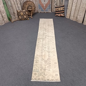 2x8 Oushak Rug Runner Decorative Runner Rug Vintage Narrow Rug Anatolian Rug Runner 7.7x1.6 Ft Rug Handmade Wool Rug Modern Runner Rug
