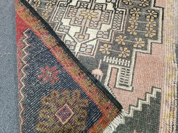 Vintage Turkish Wool Rug: 2x3 Oushak Anatolian Doormat - Etsy
