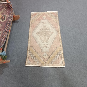 Vintage Turkish Wool Rug: Small Anatolian Entry Rug (3.6 x 1.7 FT)