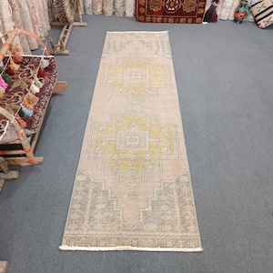 3x9 Turkish Rug Runner Decorative Runner Rug Handmade Wool Rug Vintage Rug Kitchen Rug 8.9x2.5 Ft Rug Wholesale Rug Bohemian Rug Modern Rug
