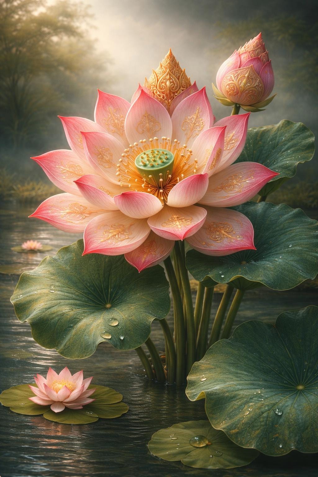Artisans Angkor 壁掛け漆塗装飾パネル（蓮の花） ピンクの蓮の壁掛けアート、スパのバスルームの装飾に最適な豪華なタイ