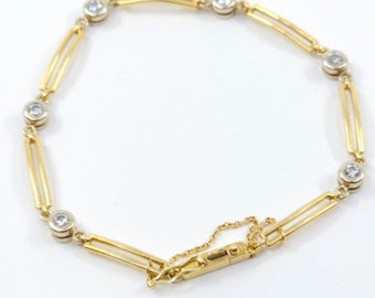 18K .750 Bracelet in Yellow Gold with Six Diamonds in closed setting, French Hallmarks