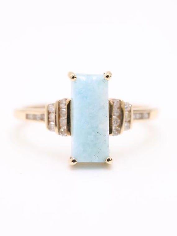 9ct Yellow Gold Rectangular Cabochon Opal & Diamo… - image 3