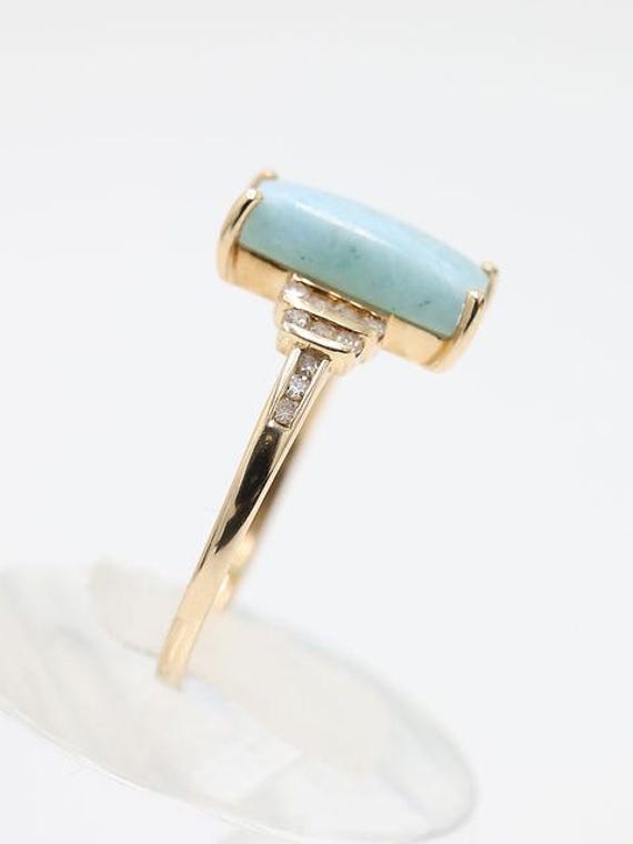 9ct Yellow Gold Rectangular Cabochon Opal & Diamo… - image 4