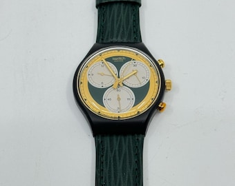 1991 Swatch watch Vintage Chrono - Chronograph watch. Leather Strap.