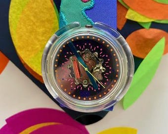RARE Vintage Pop Swatch Watch 1992 - PWB167 - GRANATINA - with original box 1992 Pop Swatch GRANATINA PWB167 - Rare Vintage Peach  main image 4