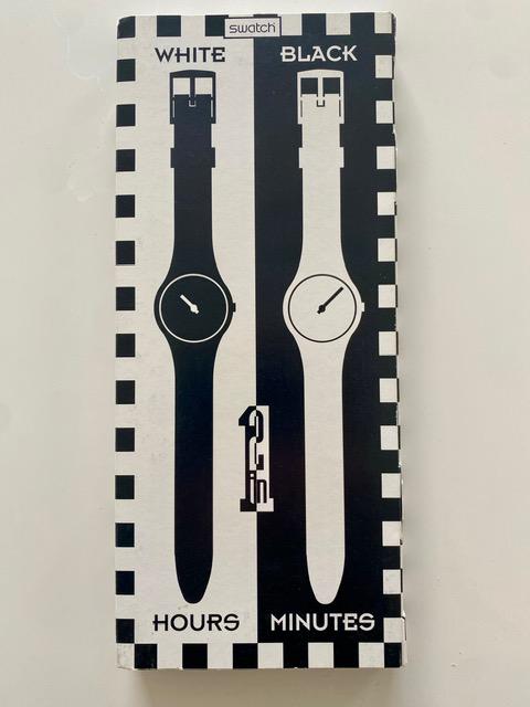 1995 Set of Two Swatch Watches White Hours Black Minutes