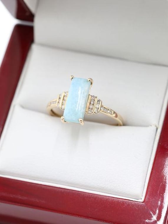 9ct Yellow Gold Rectangular Cabochon Opal & Diamo… - image 7