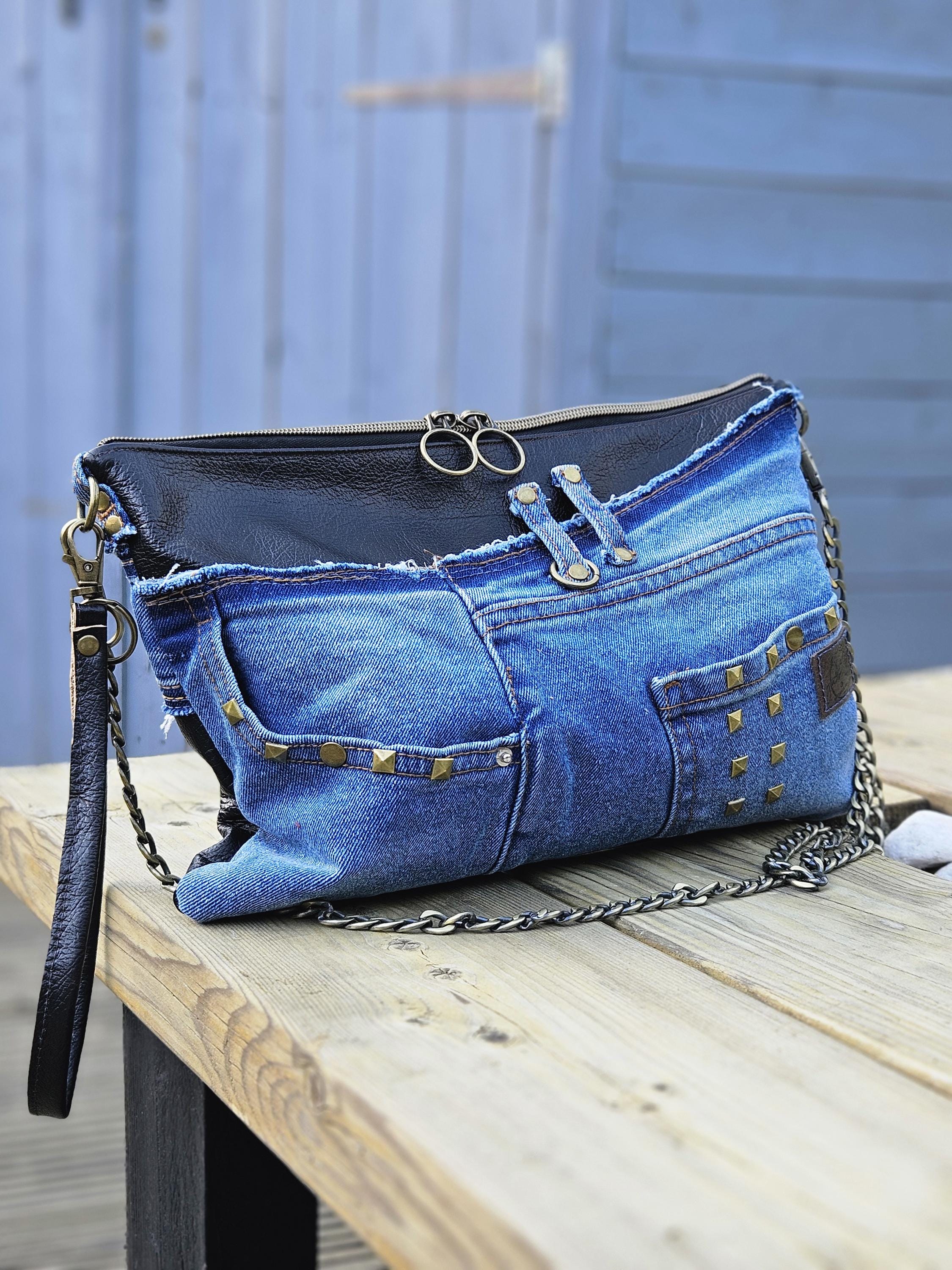 【SURGERY】denim jeans clover logo clutch bag 'black denim' SURGERY】denim jeans clover logo clutch bag 'black denim'