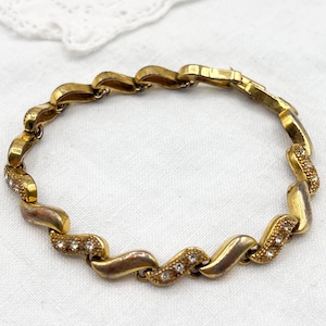 Vintage Avon Gold Tone San Marco Bracelet with Clear Rhinestones - BR061-B1