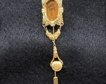 Vintage Gold Tone Handmade Mourning Portrait Stick Pin - 2027