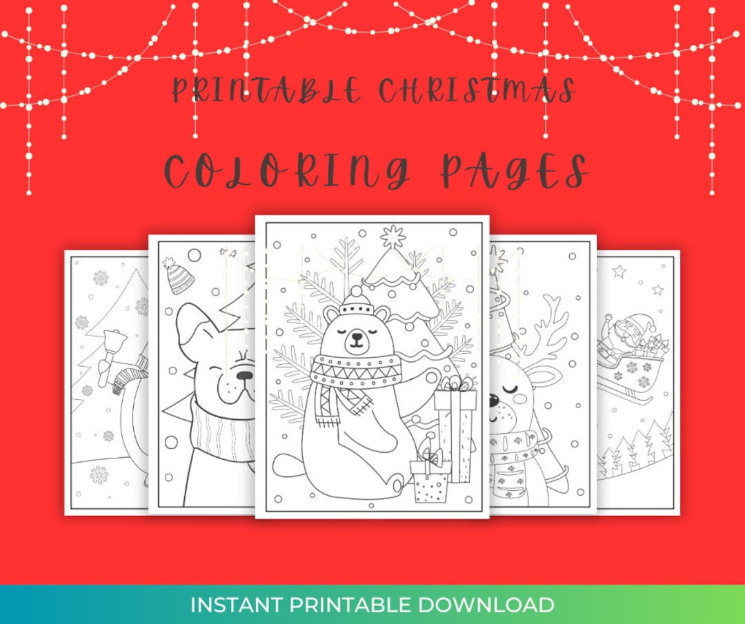20 Christmas Digital Printable Coloring Pages for Kids - Etsy