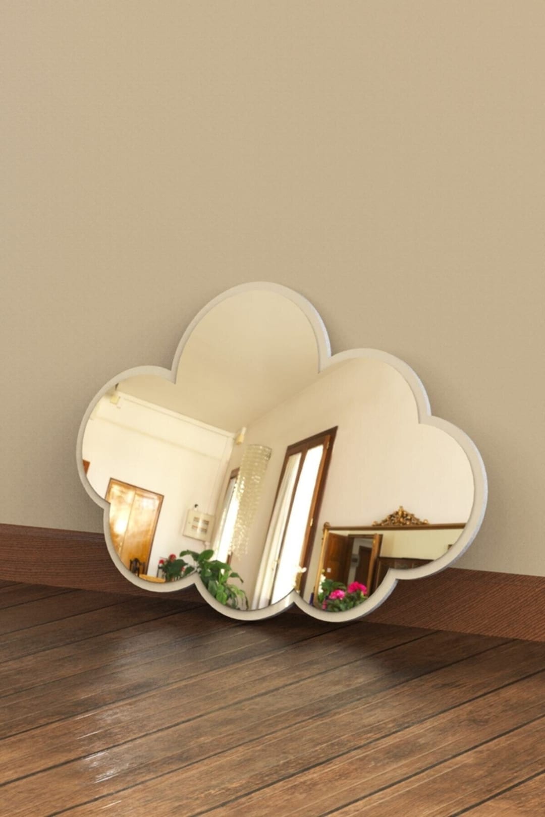 Wall Mirror Cloud Kids Room/shatterproof Wood Mirror/wall Mirror/white