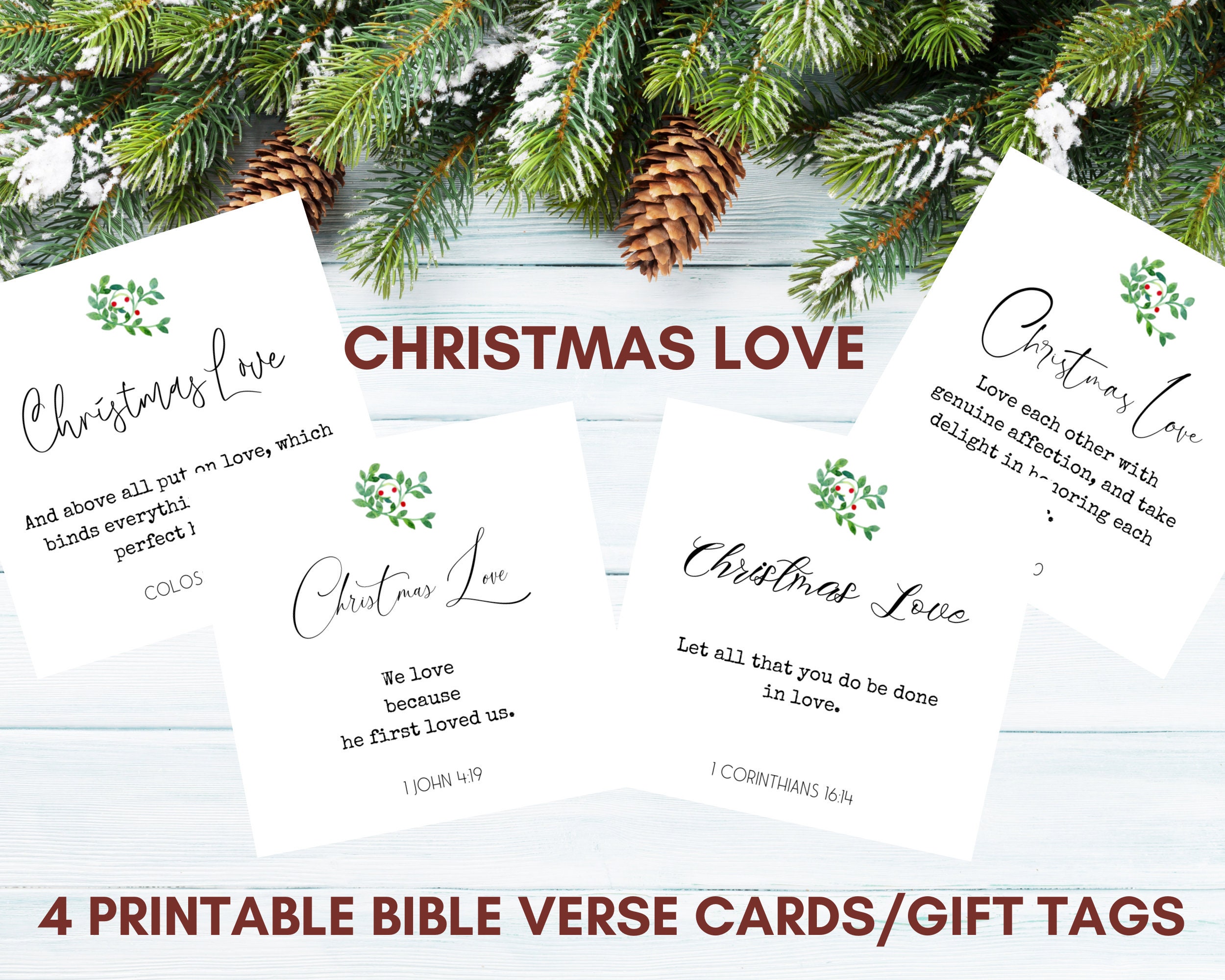 Christmas Bible Verse Cards, Printable Christmas Scripture Cards Gift ...