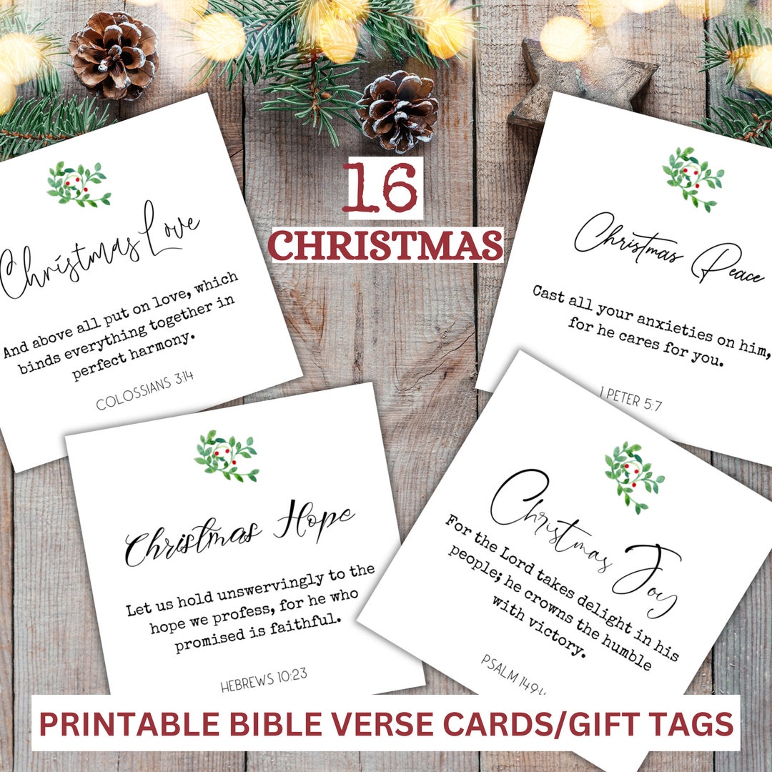Christmas Bible Verse Cards, Printable Christmas Scripture Cards Gift ...