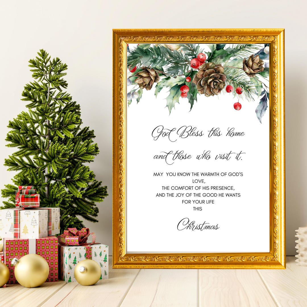Christmas Blessings Printable, God Bless This Home Christian Christmas ...
