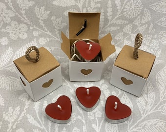 Two pretty beeswax hearts in cute gift box - great little gift for engagements/weddings/valentines/mothers day