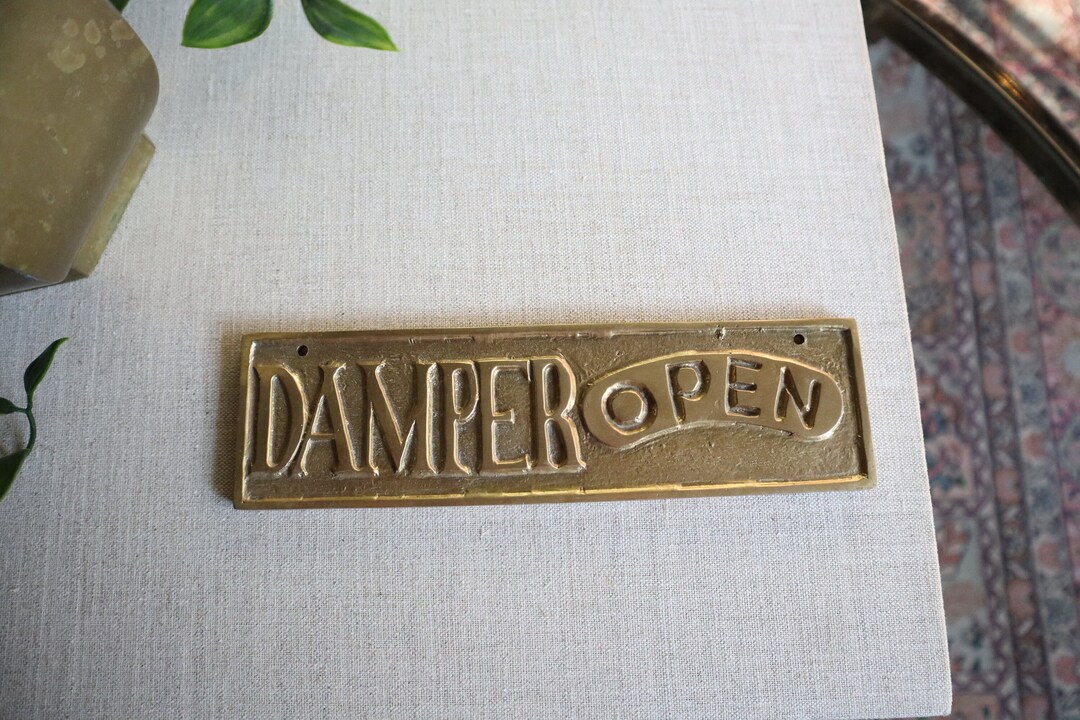 Brass Damper Open Closed Sign Brass Fireplace Plaque Etsy