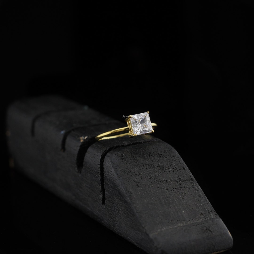 5.5mm Princess Moissanite Wedding Ring Moissanite Solitaire Etsy