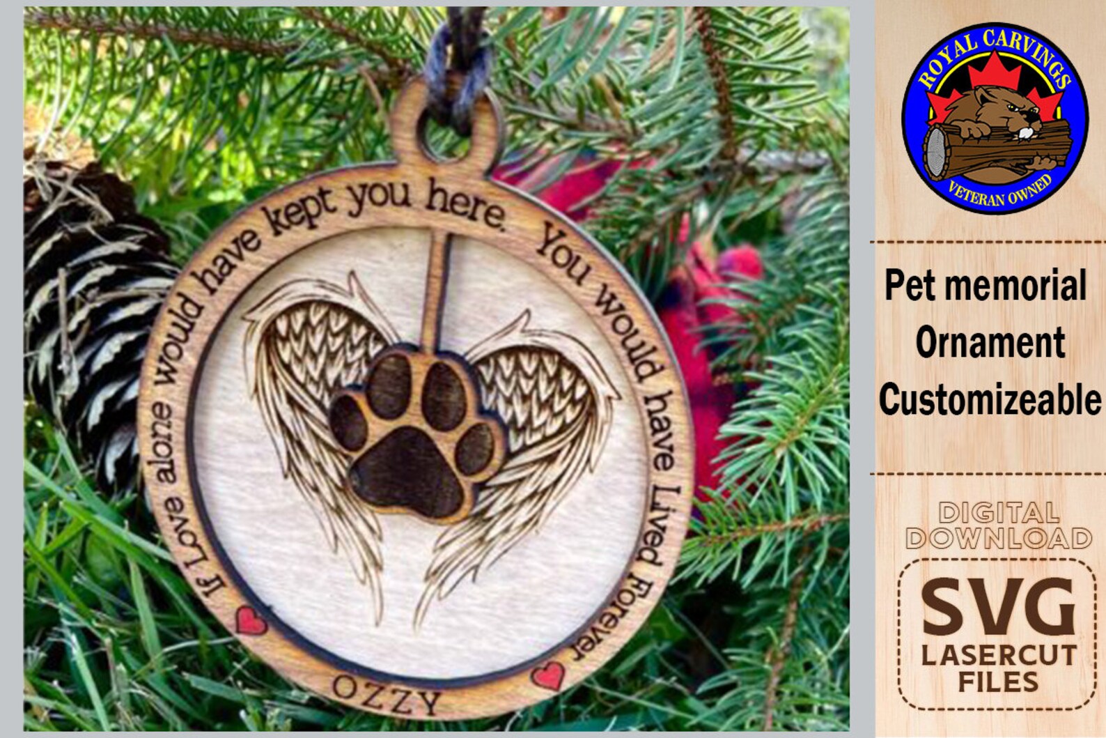 Dog Pet Memorial Ornament Loving Memory 2 Layer Laser Cut Etsy