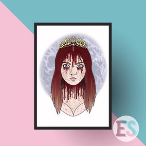 Carrie White A4 Art Print | Carrie | Stephen King Book Club | Horror Home Decor | Halloween Illustration | Spooky Girl | Prom Queen |