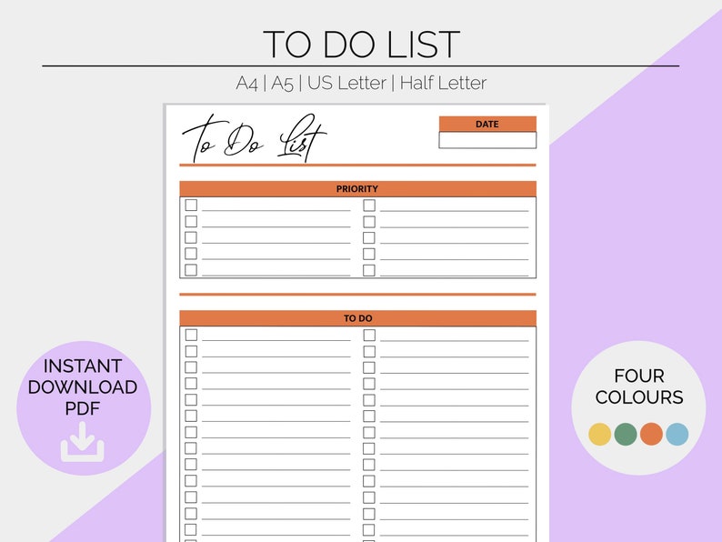 To Do List Printable Planner Pages Life Admin Checklist Daily Schedule ...