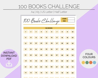 100 Books Challenge Printable Planner: Reading Journal (Instant Download)