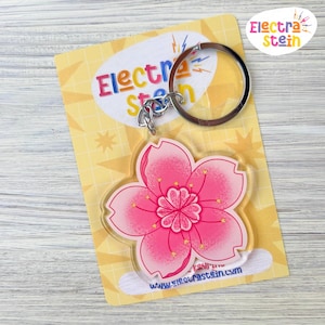 Cherry Blossom Acrylic Keyring | Pink Sakura Flower Keychain | Japanese Nature | Floral Accessories | Gifts Of Japan