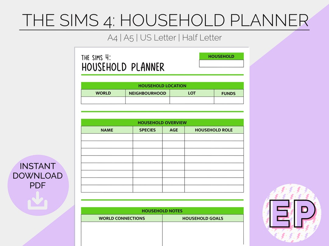 The Sims 4 Household Planner Printable Planner Pages Hobby - Etsy Canada