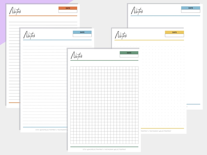 Note Paper Bundle Printable Planner Pages Note Taking Student Learning ...