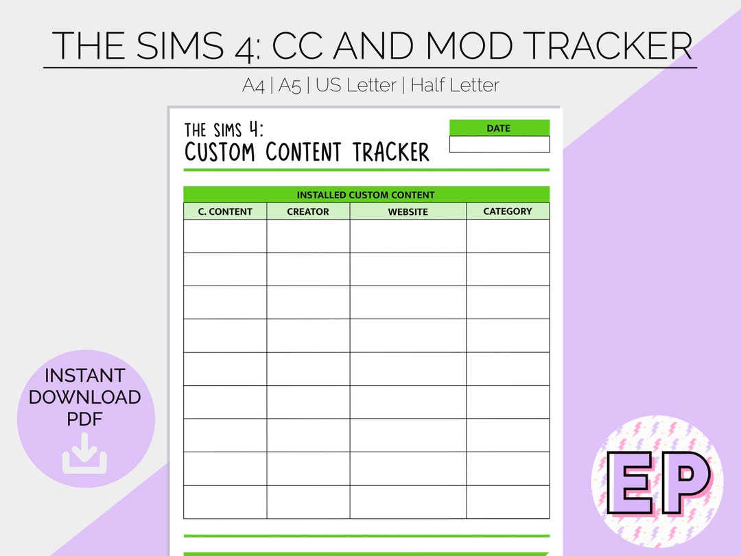 Buy The Sims 4 CC &amp; Mod Tracker Printable Planner Pages Hobby Online in India - Etsy