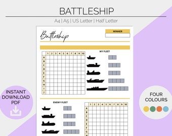 Battleship Game Printable: Family Game Night Planner (Instant Download)