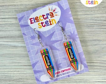Gayola Crayon Acrylic Earrings | Rainbow Dangle Earrings | Gay Pride | Jewellery | Jewelry | Accessories |  LGBTQ+ | Crayola | Artist | Love