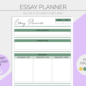 Essay Planner | Printable Planner Pages | Student Planner | Reading | University Tracker | Revision Bullet Journal | Instant Download