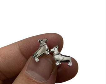 Cute Dog Stud Earrings , Sterling Silver 925, Cute Animal Earrings, Animal Studs, Pet, Puppy, UK