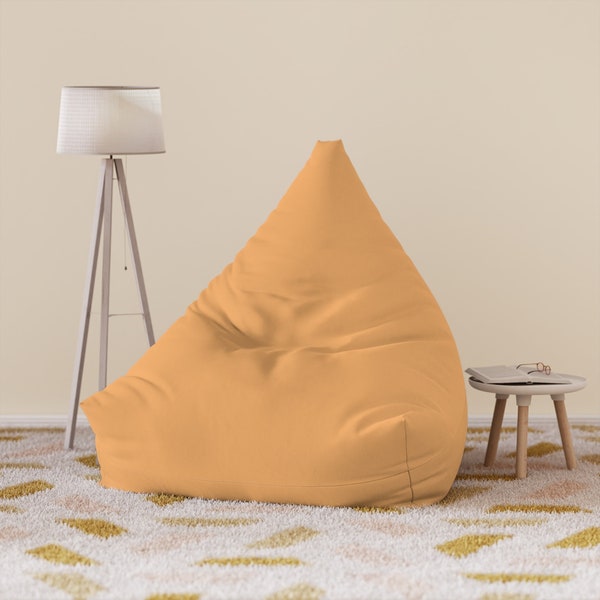 Tan Orange Bean Bag Chair Cover, Solid Color Bean Bag Chair Kids Adults, Accent Chair Boho Room Decor Accessories, Gaming Chair House Gift