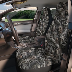 Horror Gothic Car Seat Covers For Car, Gothic Car Accessories Women, Witchy Creepy Goth Car Decor, Spooky Cute Satanic Car Retro Seat Covers