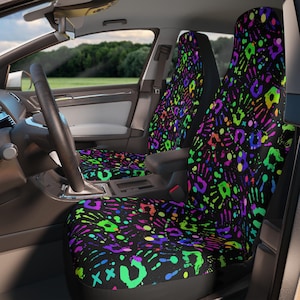Neon Gothic Car Seat Covers | Set of 2 Universal Fit, Cyberpunk, Grunge Inspired Gothic Car Accessories Aesthetic, Goth Car Accessories