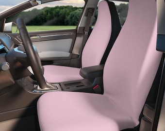 Baby Pink Set of 2 Car Seat Covers, Universal Fit, Minimalist Interior Protector Washable Custom Size, Modern Cute Car Accessories Women