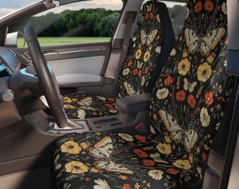 Gothic Butterfly Floral Car Seat Covers, Spooky Aesthetic