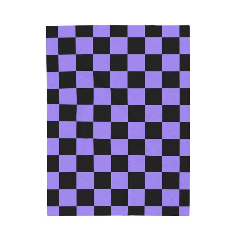 Lilac Purple Checkered Blanket Throw, Plush Checkered Throw Blanket