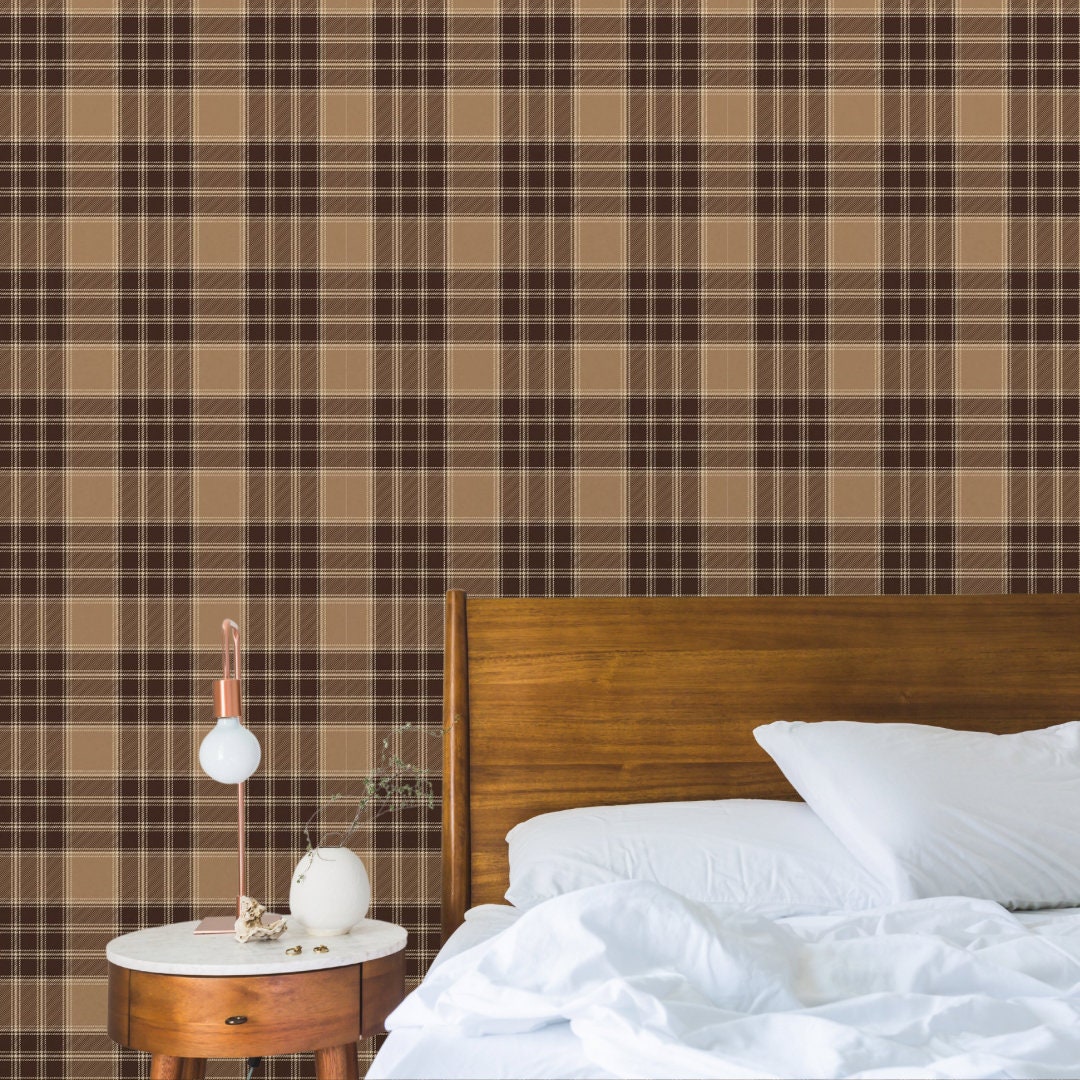 Tartan Plaid Peel and Stick Wallpaper, Dark Academia Coquette Cottagecore Aesthetic Home
