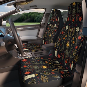 Gothic Car Seat Covers, Car Seat Protector, Cute Car Accessories, Goth Car Decor, Vintage Goth Patchwork Custom Car Emblems Goth Seat Cover