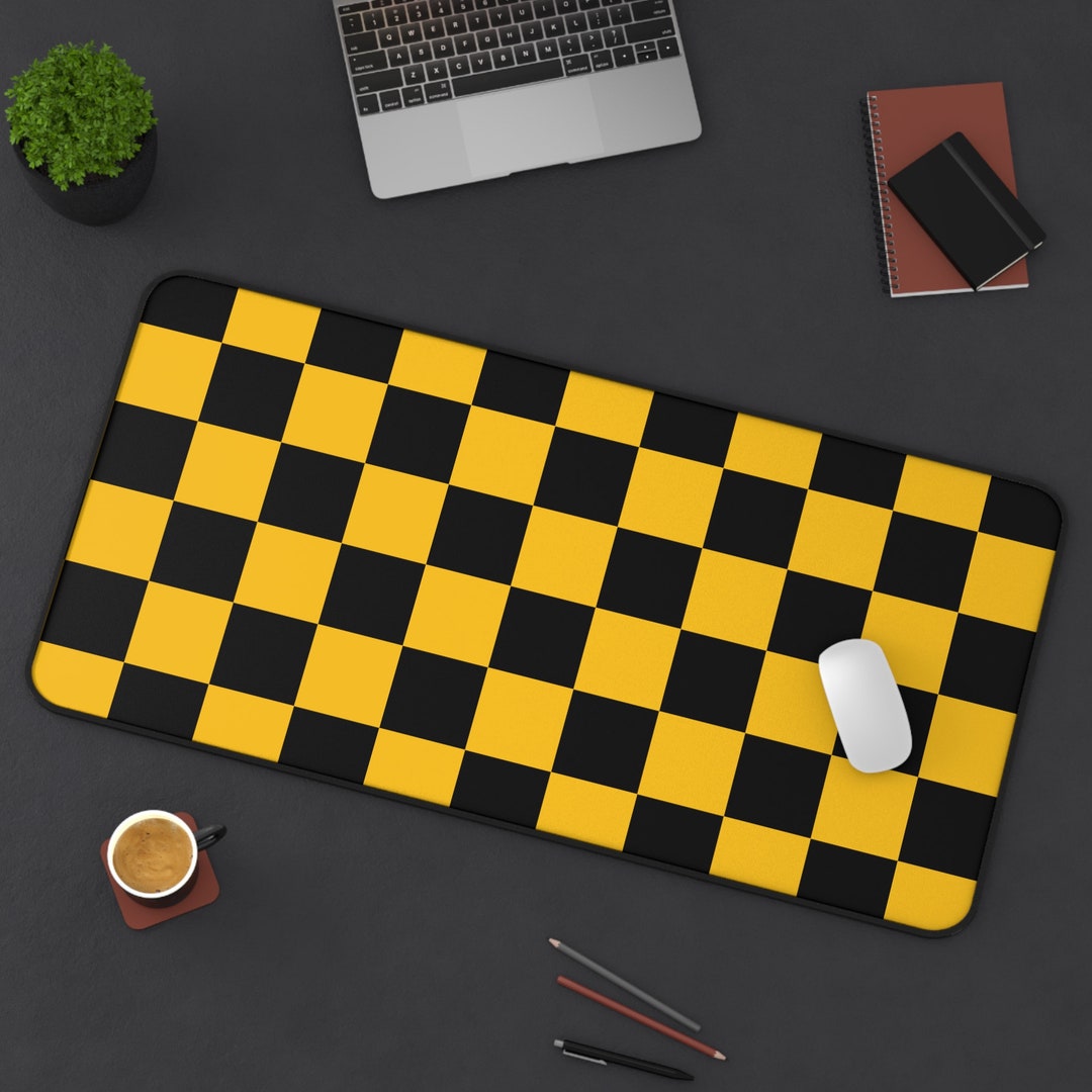 Yellow Checkered Deskmat Cute Desk Mat Lofi Kawaii Desk Mat Etsy