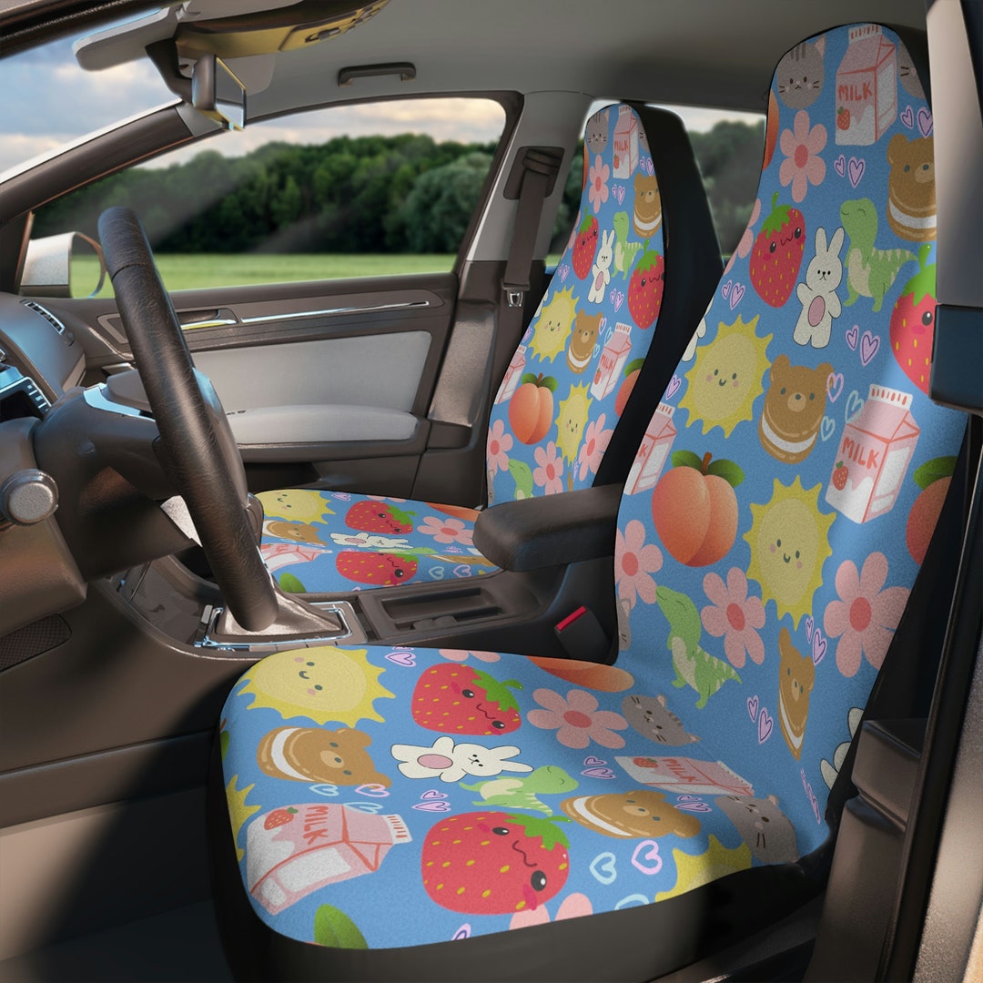 Anime Kawaii Cute Car Seat Cover, Anime Kawaii Car Accessories for Women, Anime Car Decal Seat