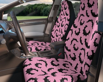 Pink Gothic Car Seat Cover, Vampire Bats Aesthetic Goth Cute Car Accessories, Preppy Witchy Goth Anime Car Decor Aesthetic New Driver Gift