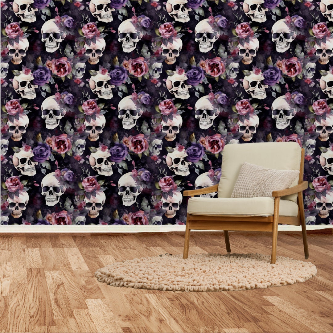 Gothic Floral Peel and Stick Wallpaper Goth Grunge Coquette - Etsy