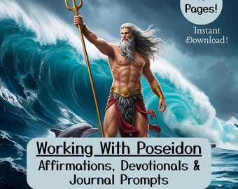 Poseidon Printable Affirmations and Devotions Journal, Alter Invocation, Deity God Rituals Grimoire, Beginner Witch Poseidon Book of Shadows