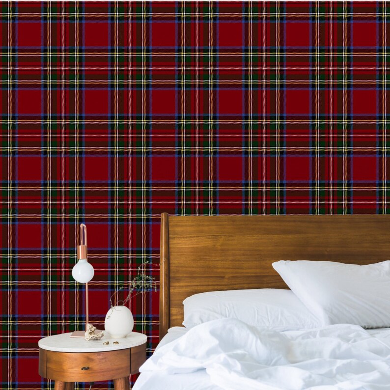 Tartan Plaid Peel and Stick Wallpaper, Dark Academia Coquette Cottagecore Aesthetic Home